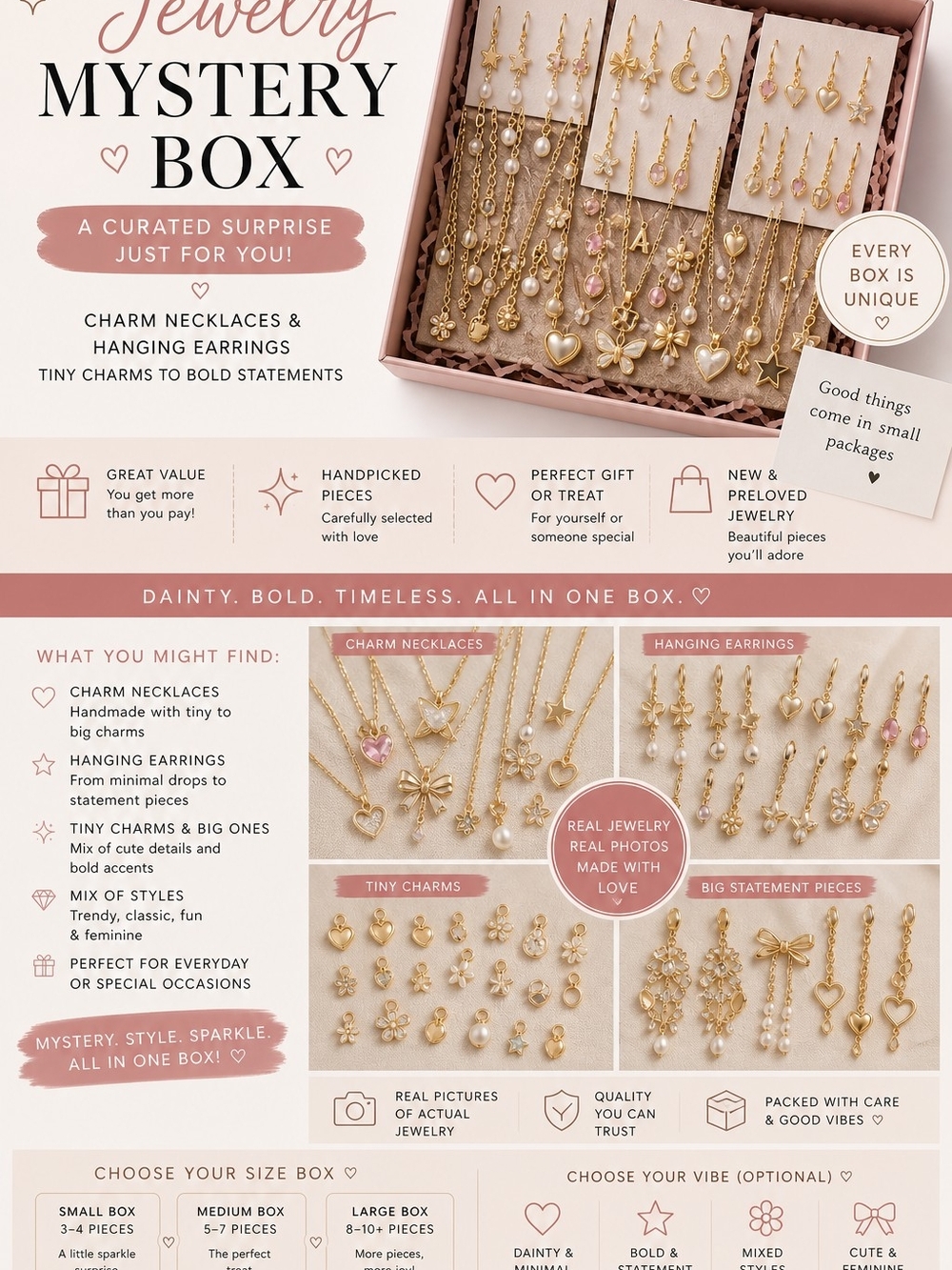 Jewelry Mystery Box - Charm Necklaces & Hanging Earrings